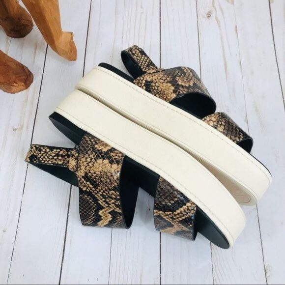 VINCE Westport Leather Snake Embossed Platform Sandals Size 10 - Picture 9 of 12